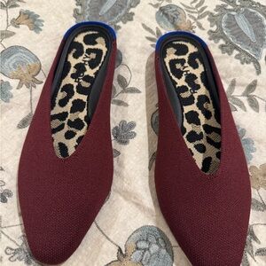 Rothy's purple/Burgundy Mules with Leopard Insole